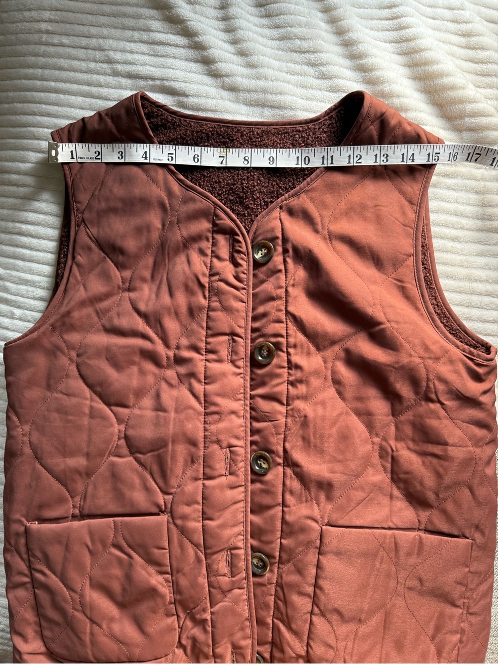 Women's Quilted Brown Vest Jacket - Picture 6 of 8